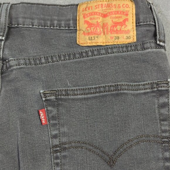 Levi's Jeans Men's 33x30 Fits 33x27 Black 513 Slim Fit Straight Leg Denim - Picture 1 of 11